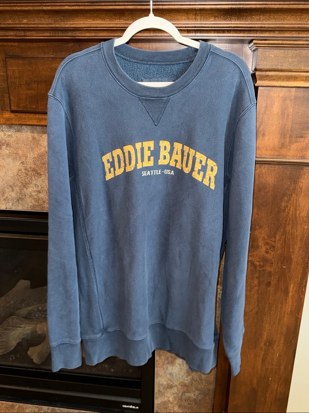 Vintage 90s blue Eddie Bauer spell out sweatshirt XL Tall fading distress